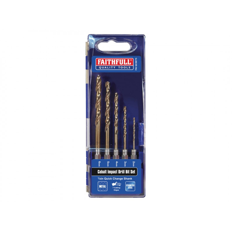 HSSE M35 Cobalt Quick-Change Impact Drill Bit Set, 5 Piece HSSE M35 Cobalt Quick-Change Impact Drill Bit Set, 5 Piece