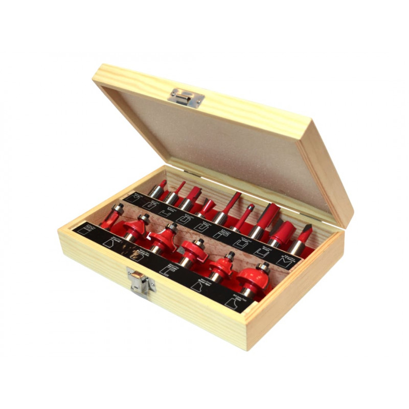1/2in TCT Router Bit Set, 15 Piece 1/2in TCT Router Bit Set, 15 Piece