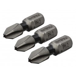 Phillips Impact Screwdriver Bits PH2 x 25mm (Pack 3)