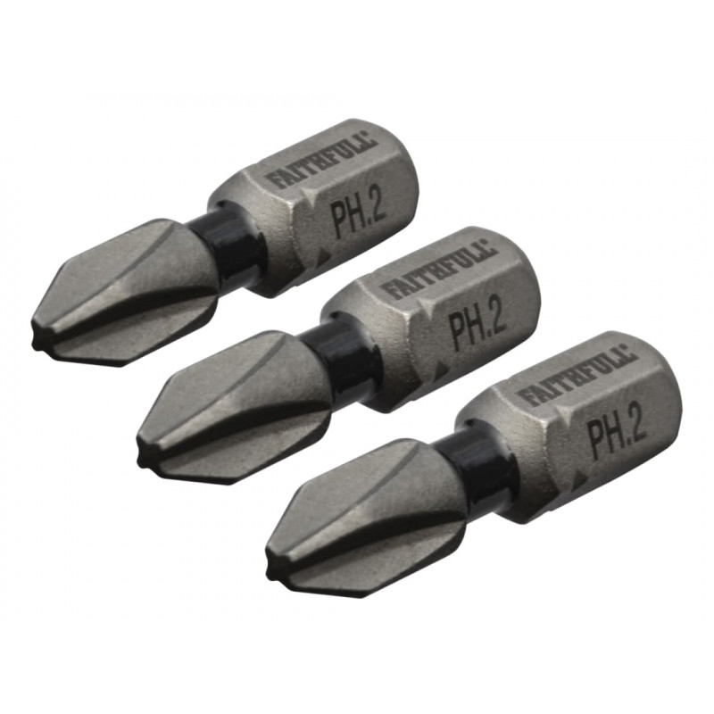 Phillips Impact Screwdriver Bits PH2 x 25mm (Pack 3) Phillips Impact Screwdriver Bits PH2 x 25mm (Pack 3)