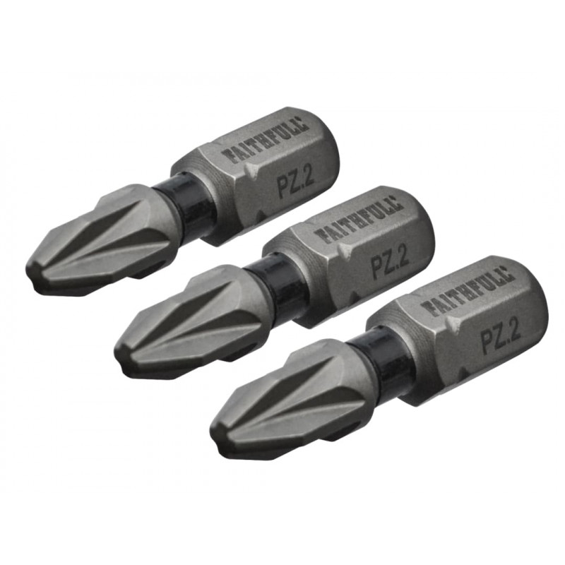 Pozi Impact Screwdriver Bits PZ2 x 25mm (Pack 3)
