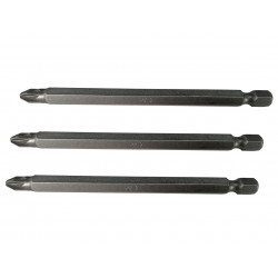 Pozidriv S2 Power Screwdriver Bits PZ3 x 100mm (Pack 3)
