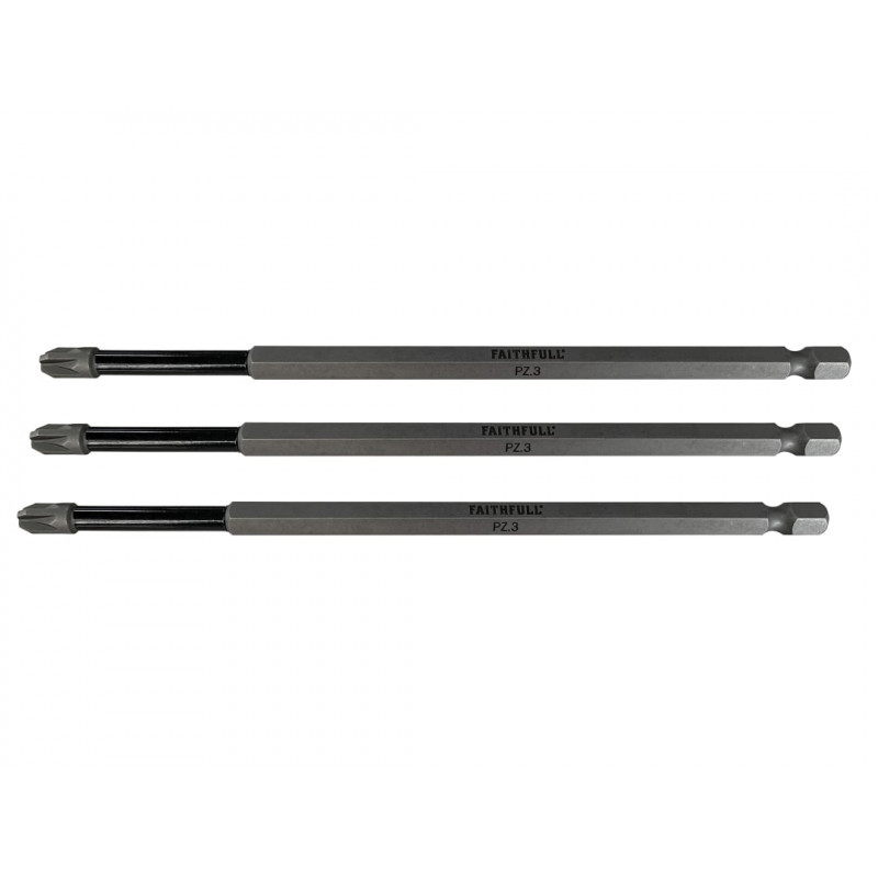 Pozidriv Impact Screwdriver Bits PZ3 x 150mm (Pack 3)