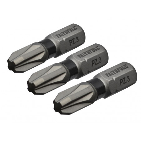 Pozi Impact Screwdriver Bits PZ3 x 25mm (Pack 3)