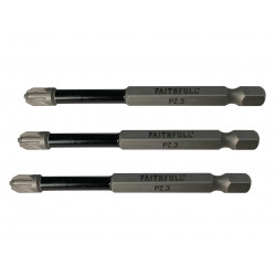 Pozidriv Impact Screwdriver Bits PZ3 x 75mm (Pack 3)