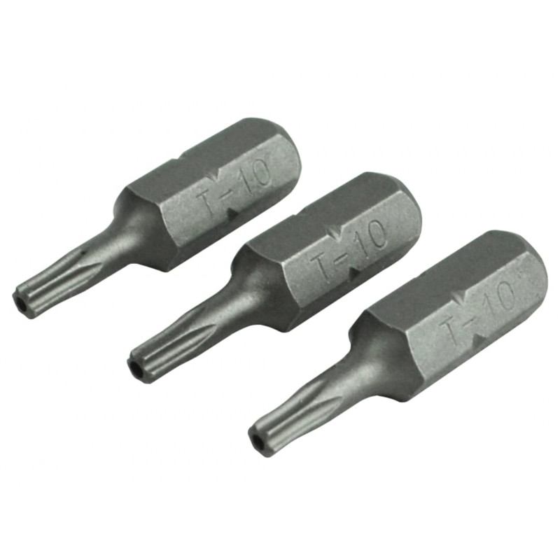 Security S2 Grade Steel Screwdriver Bits T10S x 25mm (Pack 3) Security S2 Grade Steel Screwdriver Bits T10S x 25mm (Pack 3)