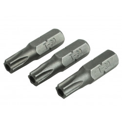 Security S2 Grade Steel Screwdriver Bits T30S x 25mm (Pack 3)