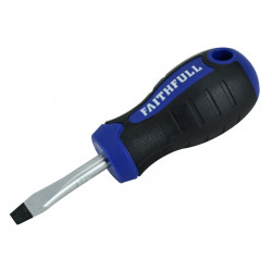 Soft Grip Stubby Screwdriver Flared Slotted Tip 6.5 x 38mm