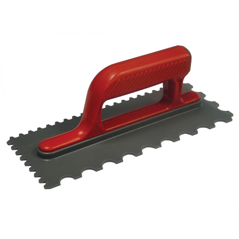 Notched Trowel V 4mm & Round 7mm Plastic Handle 11 x 4.1/2in Notched Trowel V 4mm & Round 7mm Plastic Handle 11 x 4.1/2in