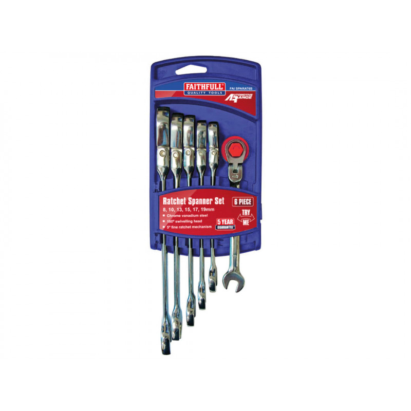 Ratchet Combination Spanner Flex Head Set, 6 Piece Ratchet Combination Spanner Flex Head Set, 6 Piece