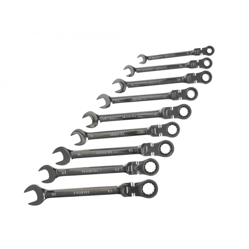 Ratchet Combination Spanner Flex Head Set, 9 Piece Ratchet Combination Spanner Flex Head Set, 9 Piece
