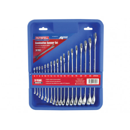 Chrome Vanadium Combination Spanner Set, 18 Piece