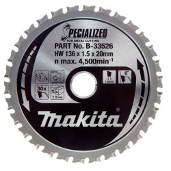 Makita B-33526 SPECIALIZED Circular Saw Blade for Metal 136 × 20mm × 30T