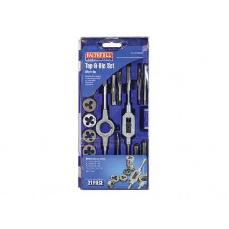 Metric Tap & Die Set of 21 Carbon Steel