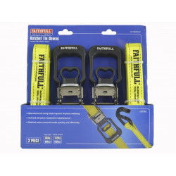 Ratchet Tie-Downs J-Hook 5m x 32mm Breaking Strain 1320kg/daN 2 Piece