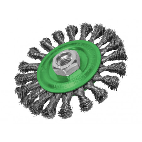 Flat Twist Knot Wire Brush 115 x 12mm M14x2 Bore, 0.35mm Stainless Steel Wire