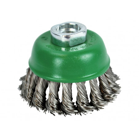 Wire Cup Brush Twist Knot 65mm M14x2, 0.50mm Stainless Steel Wire