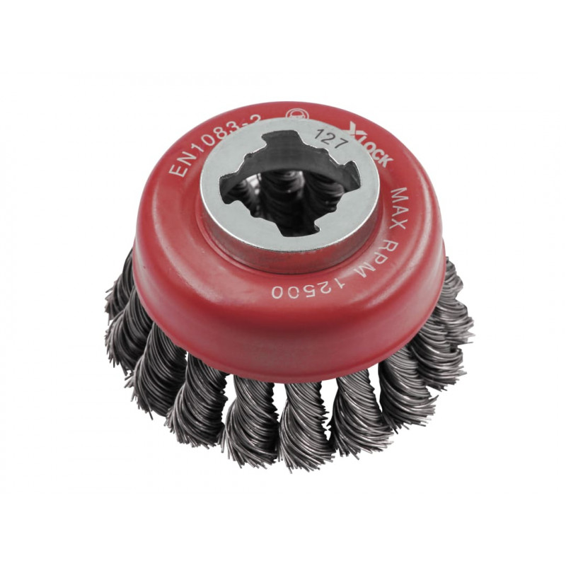 X-LOCK Wire Cup Brush Twist Knot 75mm M14x2, 0.50mm Steel Wire X-LOCK Wire Cup Brush Twist Knot 75mm M14x2, 0.50mm Steel Wire