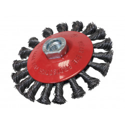 Conical Wire Brush 100mm M10x1.5 Bore, 0.50mm Wire