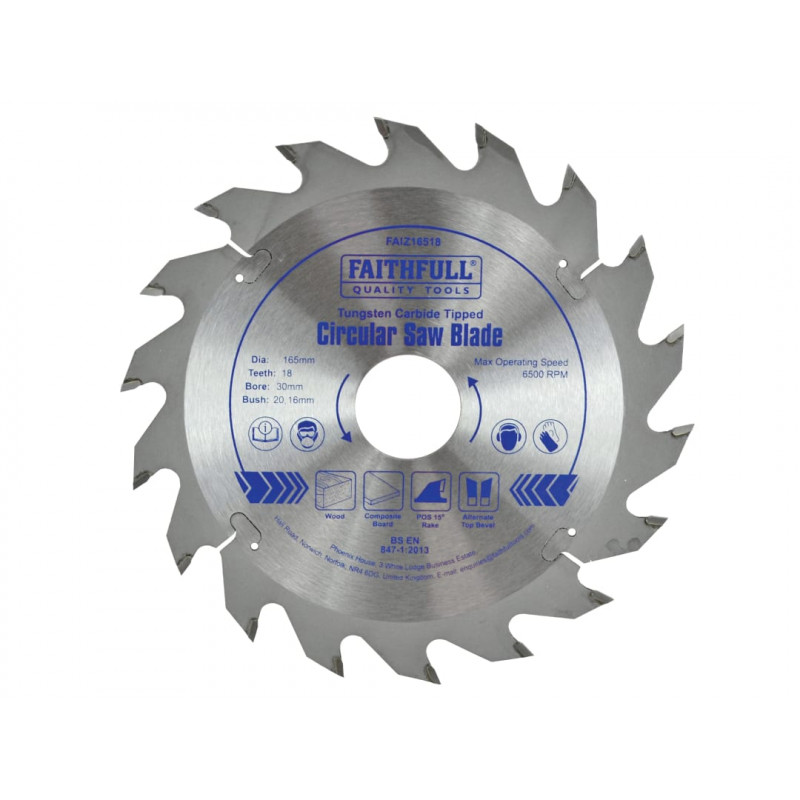 TCT Circular Saw Blade 165 x 30mm x 18T POS TCT Circular Saw Blade 165 x 30mm x 18T POS