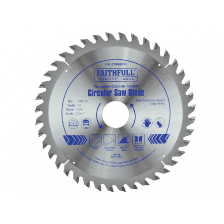 TCT Circular Saw Blade 180 x 30mm x 40T POS