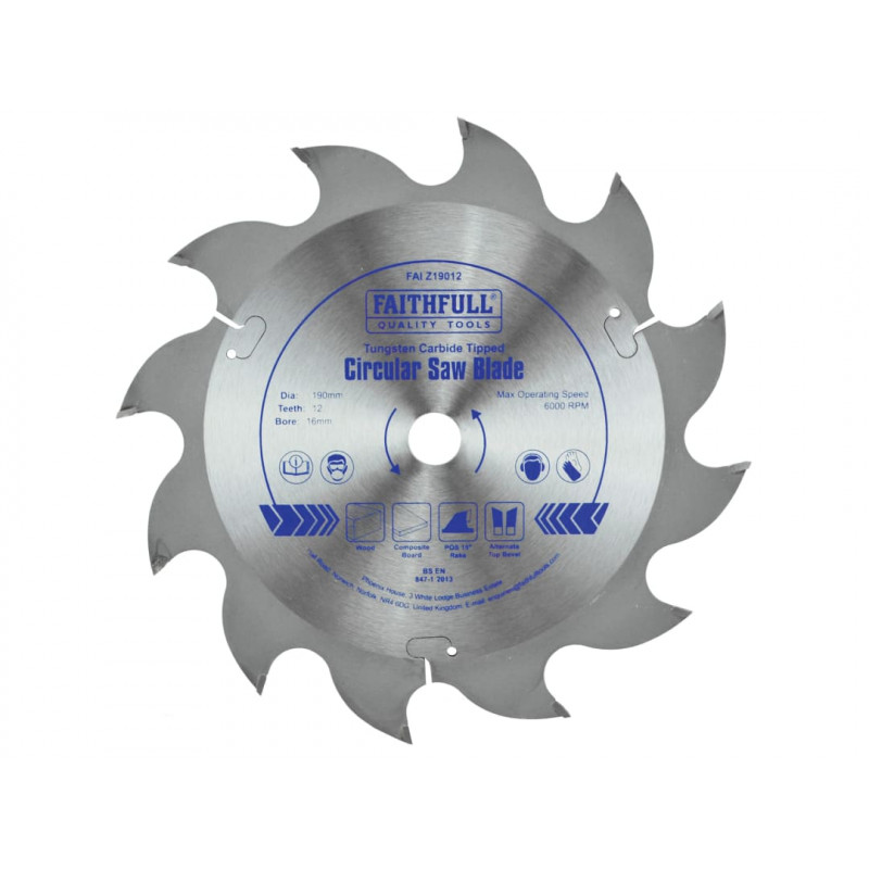 TCT Circular Saw Blade 190 x 16mm x 12T POS TCT Circular Saw Blade 190 x 16mm x 12T POS