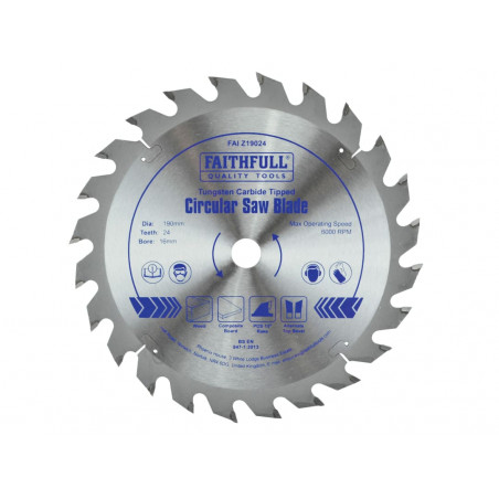 TCT Circular Saw Blade 190 x 16mm x 24T POS