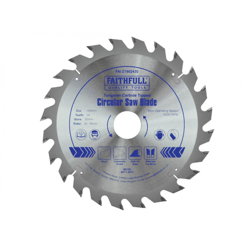 TCT Circular Saw Blade 190 x 30mm x 24T POS TCT Circular Saw Blade 190 x 30mm x 24T POS