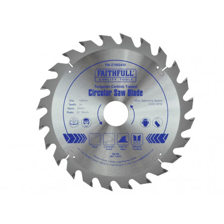 TCT Circular Saw Blade 190 x 30mm x 24T POS