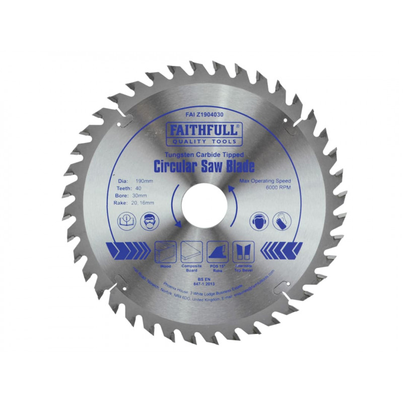 TCT Circular Saw Blade 190 x 30mm x 40T POS TCT Circular Saw Blade 190 x 30mm x 40T POS