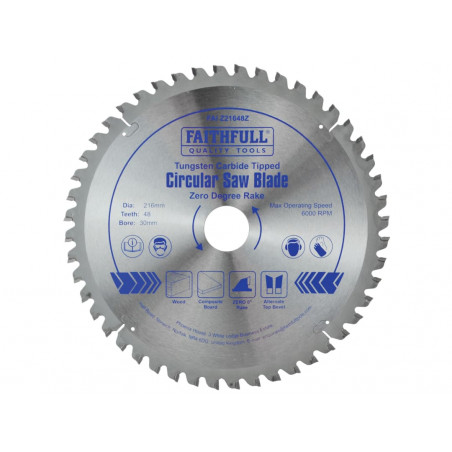 TCT Circular Saw Blade Zero Degree 216 x 30mm x 48T