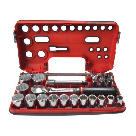 1/2in Drive 12-Point Detection Box Socket Set, 22 Piece
