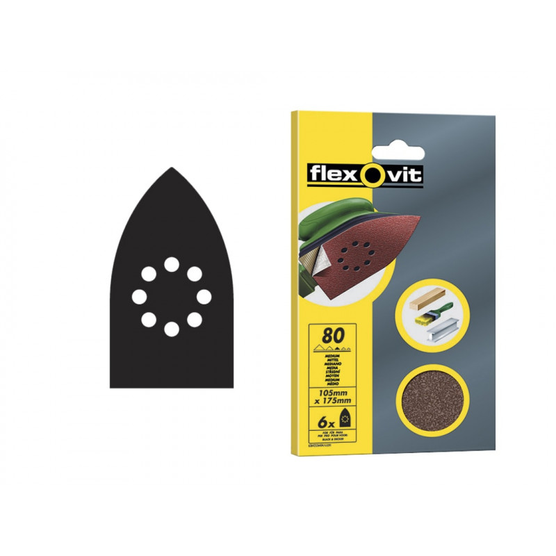 Detail Hook & Loop Sanding Sheets 105x175mm Medium 80G (Pack 6)