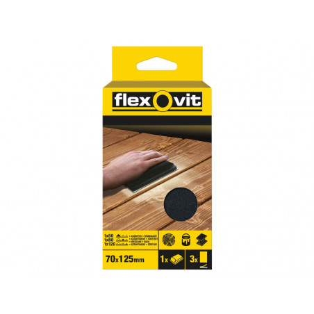 Hook & Loop Sanding Block Kit Assorted 70 x 125mm (Pack 3)