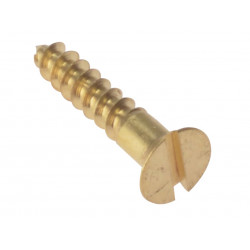 Wood Screw Slotted CSK Solid Brass 1in x 10 Box 200
