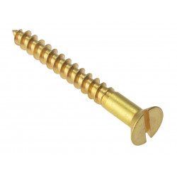 Wood Screw Slotted CSK Solid Brass 2in x 10 Box 200