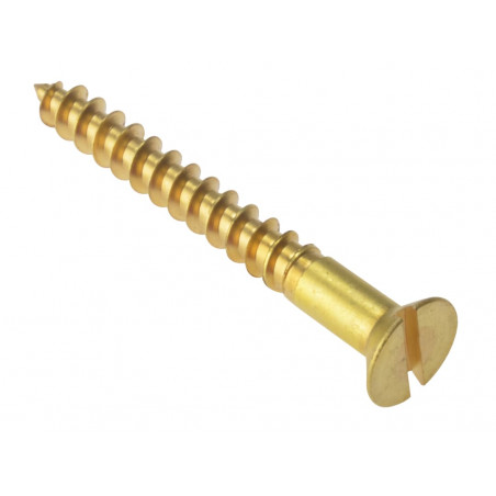 Wood Screw Slotted CSK Solid Brass 2.1/2in x 12 Box 100