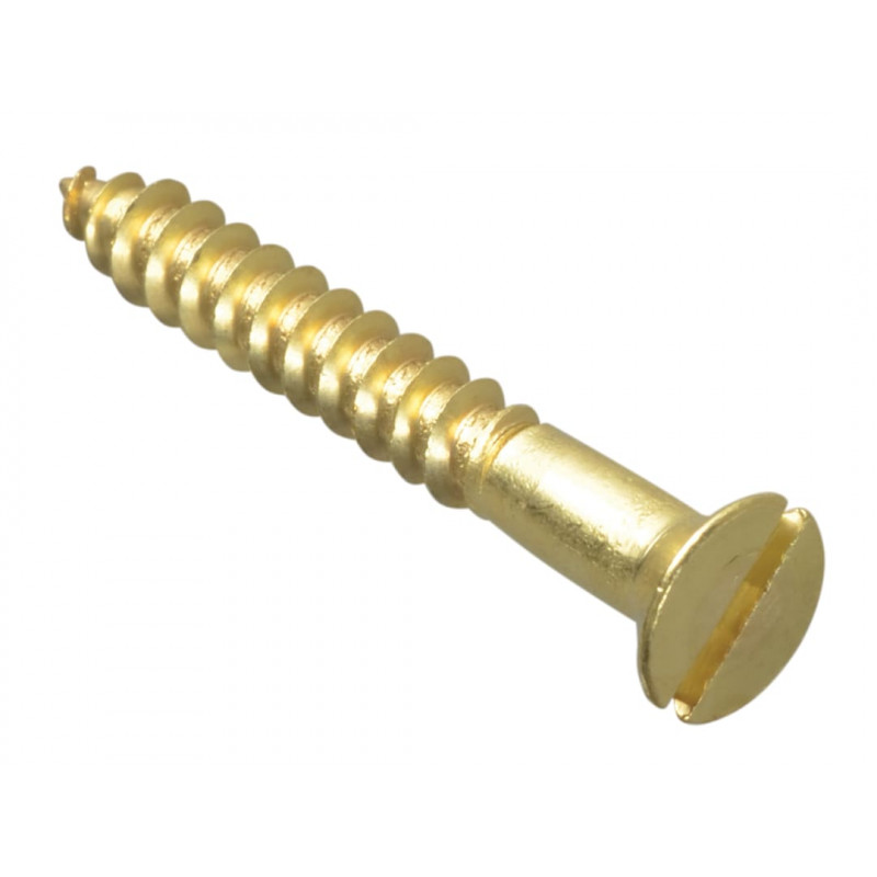 Wood Screw Slotted CSK Brass 1.1/2in x 10 ForgePack 8 Wood Screw Slotted CSK Brass 1.1/2in x 10 ForgePack 8