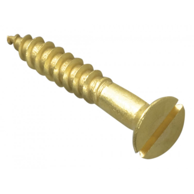 Wood Screw Slotted CSK Brass 1.1/4in x 10 ForgePack 10 Wood Screw Slotted CSK Brass 1.1/4in x 10 ForgePack 10