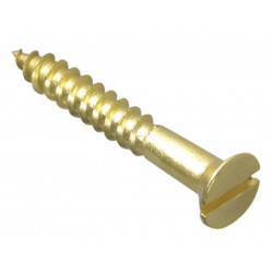 Wood Screw Slotted CSK Brass 1.1/4in x 8 ForgePack 12