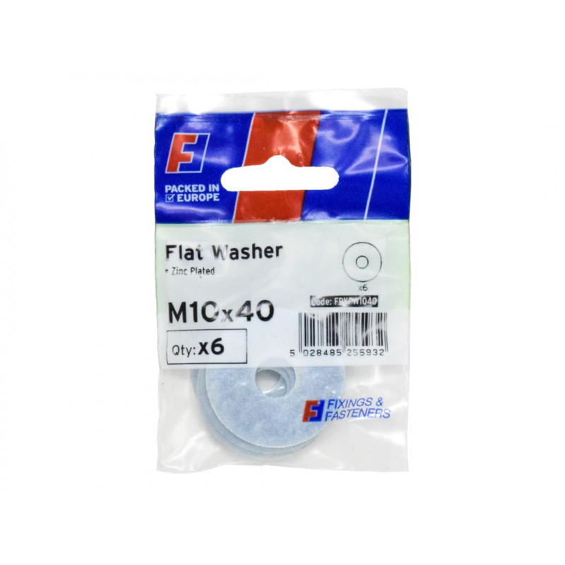 Flat Washers ZP M10 x 40mm ForgePack 6 Flat Washers ZP M10 x 40mm ForgePack 6