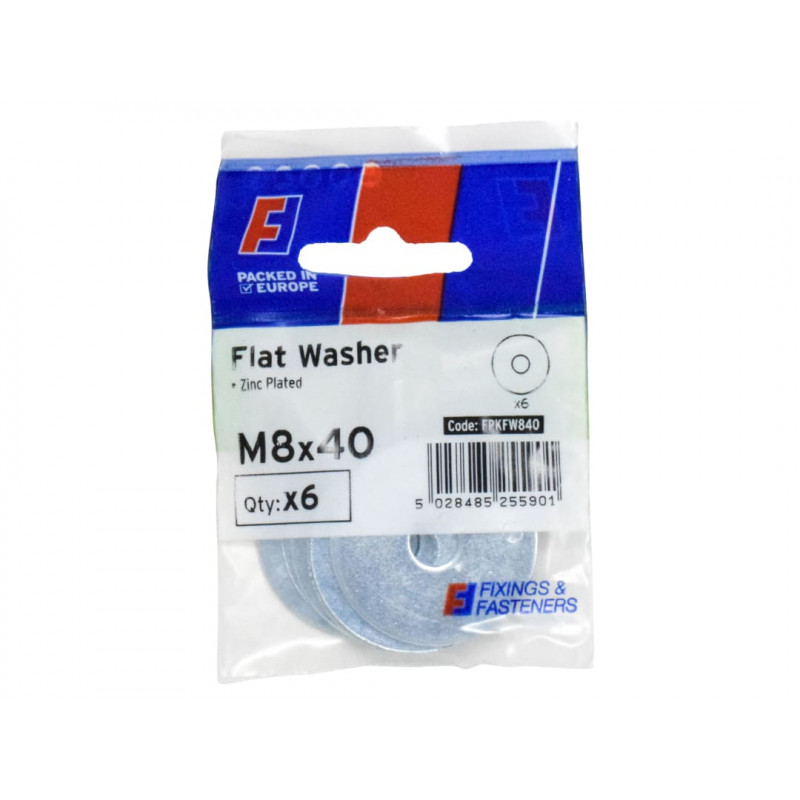 Flat Washers ZP M8 x 40mm ForgePack 6 Flat Washers ZP M8 x 40mm ForgePack 6