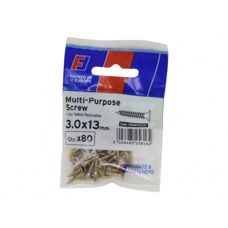 Multi-Purpose Pozi Screw CSK ST ZYP 3.0 x 13mm ForgePack 80