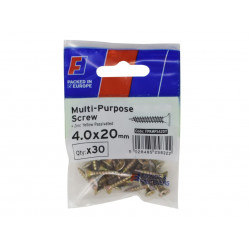Multi-Purpose Pozi Screw CSK ST ZYP 4.0 x 20mm ForgePack 30