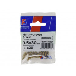 Multi-Purpose Pozi Screw CSK ST ZYP 3.5 x 30mm ForgePack 20