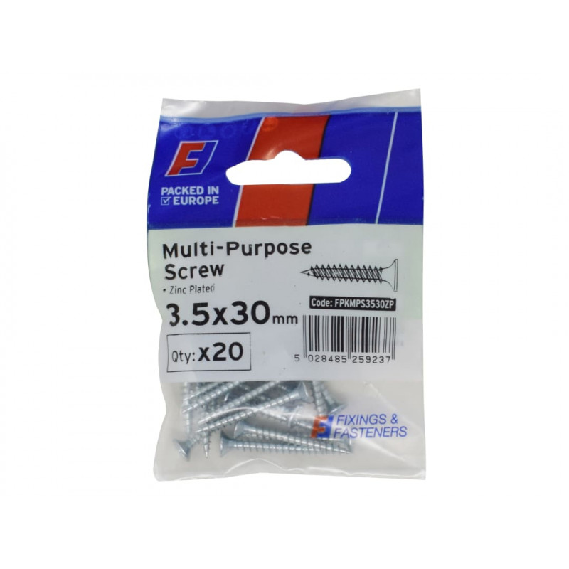 Multi-Purpose Pozi Screw CSK ST ZP 3.5 x 30mm ForgePack 20 Multi-Purpose Pozi Screw CSK ST ZP 3.5 x 30mm ForgePack 20