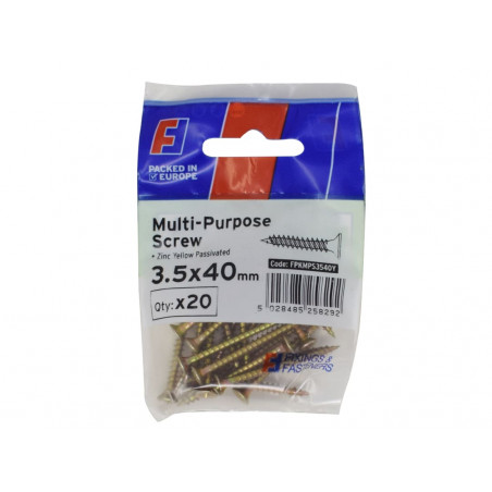 Multi-Purpose Pozi Screw CSK ST ZYP 3.5 x 40mm ForgePack 20