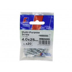 Multi-Purpose Pozi Screw CSK ST ZP 4.0 x 25mm ForgePack 20