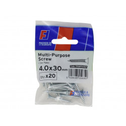 Multi-Purpose Pozi Screw CSK ST ZP 4.0 x 30mm ForgePack 20
