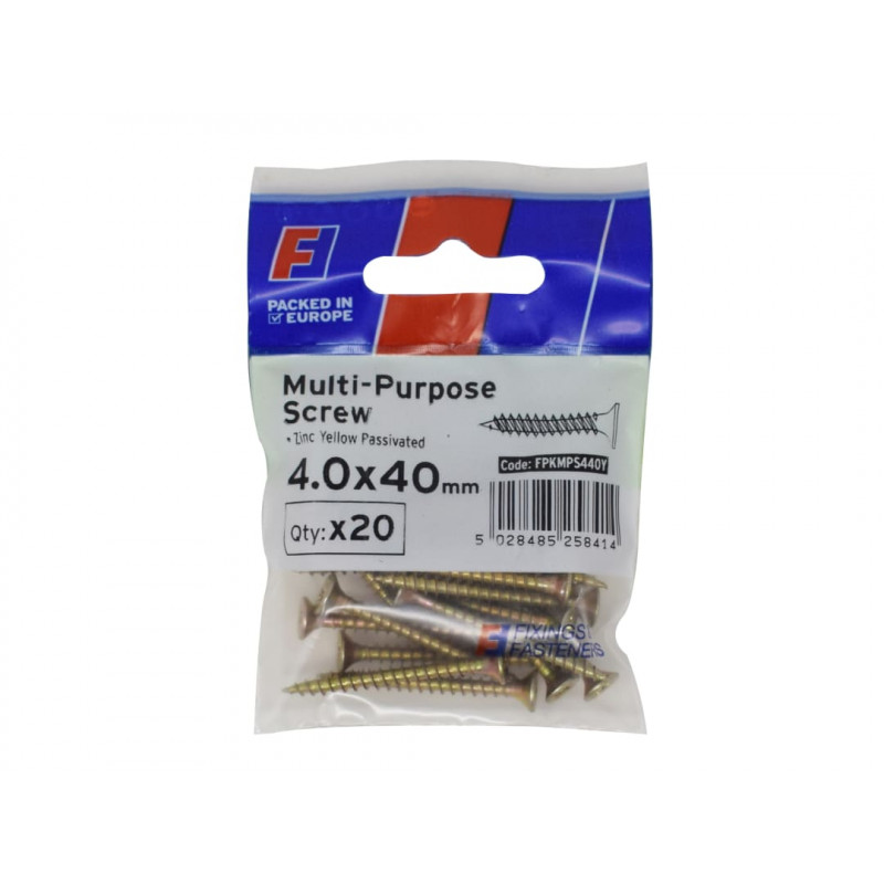 Multi-Purpose Pozi Screw CSK ST ZYP 4.0 x 40mm ForgePack 20
